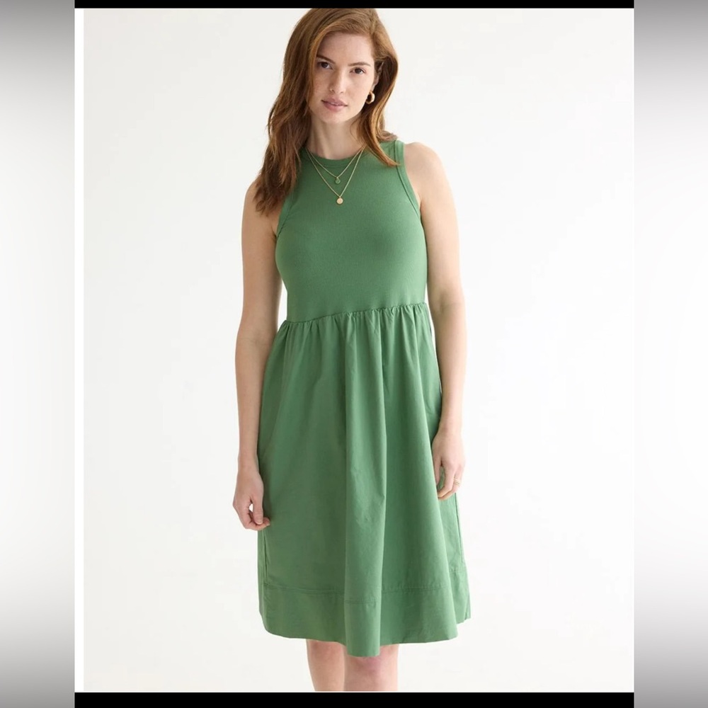 Sleeveless Mix-Media Dress with Scoop
Neckline